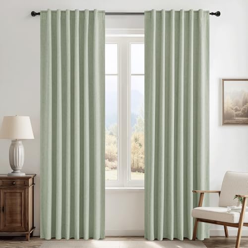100% Blackout Sage Green Linen Curtains (Z - Sage Green / 52"W x 108"L (Pack of 2))