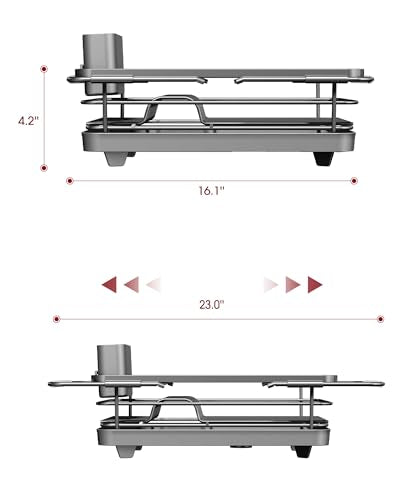 Extendable Dish Drying Rack Over Sink with Dish Drainer (Silver / EXtendable - 12"W X 16.1~23"L)