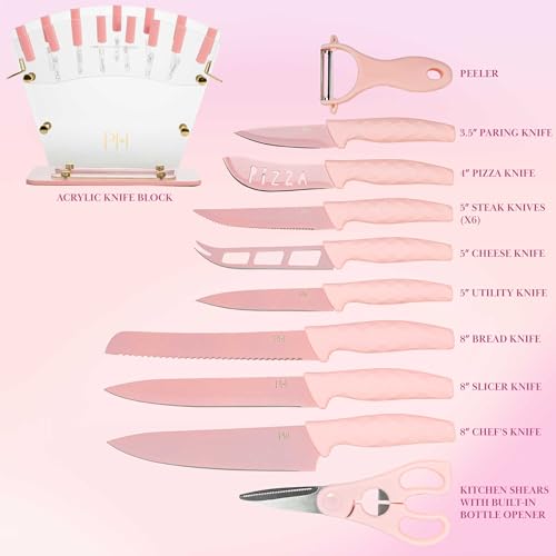 Knife Block Set with Fan Style Clear Acrylic Knife Block