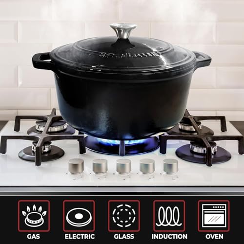 MUELLER HOME 7.5 QT Enameled Cast Iron Dutch Oven (7.5 Quart -Round / Black)