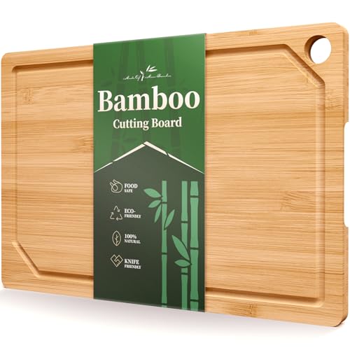 Bamboo Cutting Board for Kitchen (Natural / 17.3"L x 11.8"W)