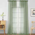 Sage Green Sheer Curtains for Windows 108 inches Long 2 Panels Set (42"W x 108"L (Pack of 2) / Sage Green)