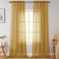 Extra Long Sheer Gold Curtains for Bedroom Living Room 120 Inches Long 2 Panels Set (Gold / 42"W x 120"L (Pack of 2))