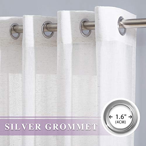 Linen Curtains Off White Sheer Flax Textured (52"W x 84"L (Pack of 2) / Off White)