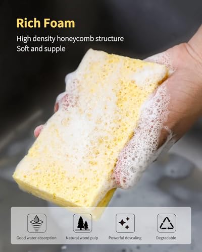6 Pack White Cellulose Scrub Sponges Non (White / 6 Count (Pack of 1))