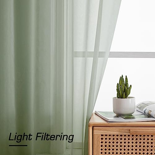Sage Green Sheer Curtains 90 Inches Long 2 Panels (Sage Green / 42"W x 90"L (Pack of 2))