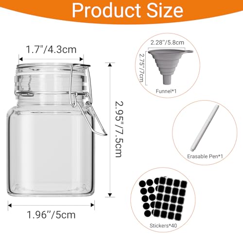 24 Pack 4 oz Mini Square Spice Jars with Airtight Hinged Lid (24 Pack)