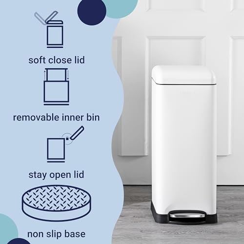 Betty 8 Gal Step Trash Can Soft (White)