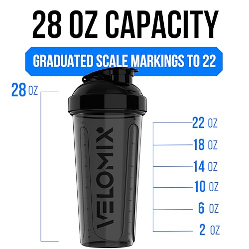 2 Pack 28oz Protein Shaker Bottle for Protein Mixes (A1) Black / Transparent)