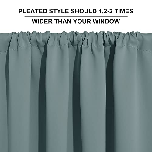 Blackout Curtains for Bedroom Living Room Nursery 63 inches Long (Dusty Blue / 42"W x 63"L (Pack of 2))