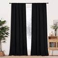 Blackout Curtains for Bedroom Living Dining Room 102 inches Long (Black / 52"W x 102"L (Pack of 2))