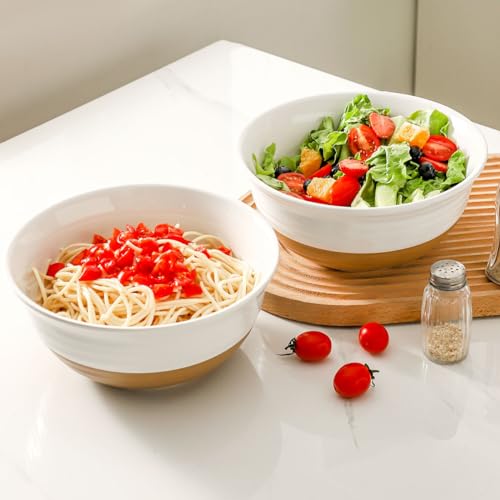 Large Ceramic Serving Bowls Set of 2 (White / 65 oz)