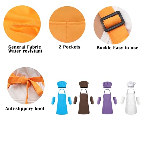 Kids Apron Set Chef Hat Sleeve Outfit Costume Toddler Girl Boy Aprons Cooking Baking Painting 5 (Apron Hat Sleeve Set / Black)