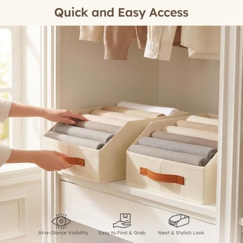 Fabric Storage Bins for Organizing (Beige / 8 Pack)
