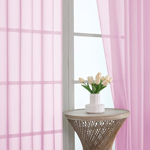 Light Pink Bedroom Curtains 96 Length for Farmhouse (Light Pink / 59"W x 96"L (Pack of 2))