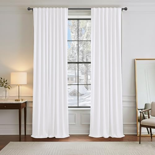 50% Light Filtering Curtains 96 inch Long (Pure White / 52"W x 96"L (Pack of 2))