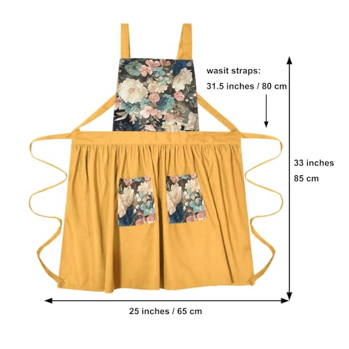 Aprons for Women with Pockets (Yellow)