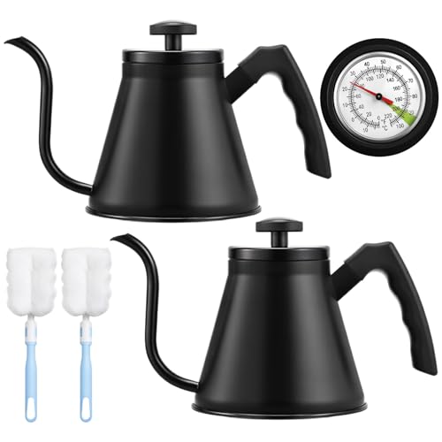 2 Pack 40 oz Stovetop Gooseneck Kettles (Black)