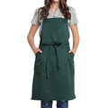 Adjustable Bib Apron with Pocket Extra Long Ties for Women Men (Dark Green)