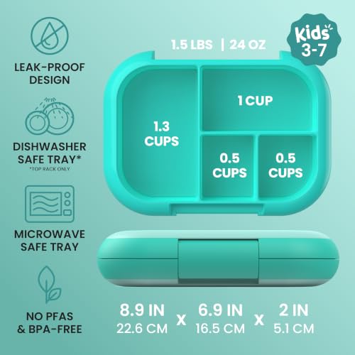 Chill Kids 4 Compartment Bento Box Leakproof Lunch Box (Aqua)