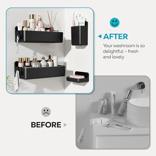 Adhesive Shower Shelves (Black / 4 pieces)