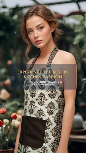 Vintage Floral Apron for Women with Pocket (Dark Bloom)