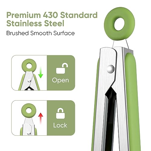 12 Inch Cooking Tongs (Green, 12 Inch)