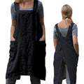 Pinafore Cross Back Apron for Women with Pockets (X-Large / Black)