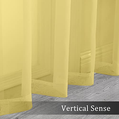 Gold Sheer Curtains 96 Inch Length 2 Panels Set (Yellow / 42"W x 96"L (Pack of 2))