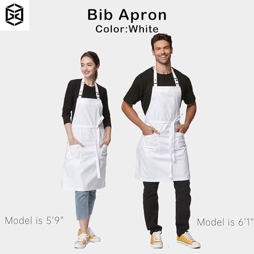 Chef Men Canvas Waterproof Apron Pocket 4251GB (1 Pack / White)