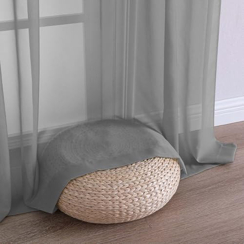 Charcoal Grey Sheer Curtains 96 Inches Long 2 Panels (Charcoal Grey / 59"W x 96"L (Pack of 2))