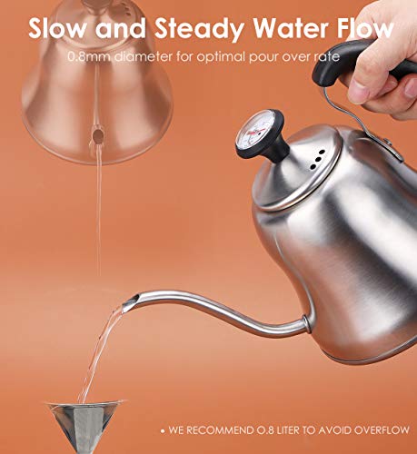 Tea Kettle with Thermometer (Brushed Silver（with Thermometer）)