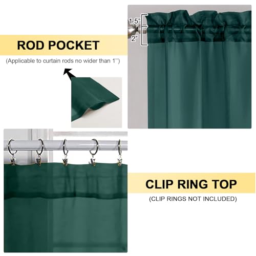 Hunter Green Sheer Curtains 54 Inches Long 2 Panels (Hunter Green / 42"W x 54"L (Pack of 2))