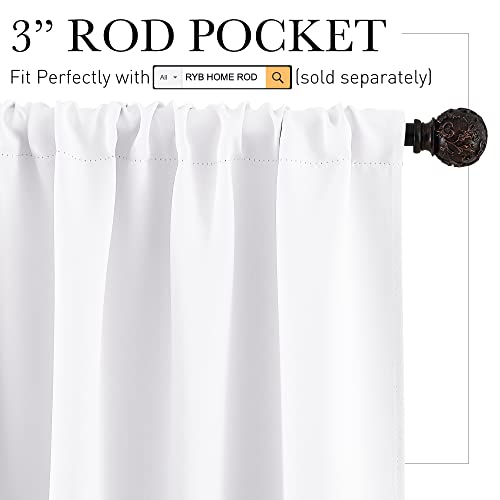 54 inch Blackout Curtains for Living Room Bedroom (Pure White / 42"W x 54"L (Pack of 2))
