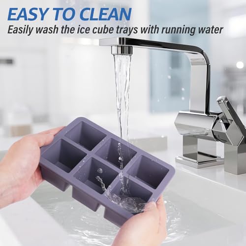 Large Silicone Ice Cube Trays with Lids (Purple+Purple)