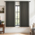Dark Grey Black Out Curtains 63 Inch Long for Bedroom Back Tab with Rings Hooks Thermal Insulated Short Linen 100% Blackout Drapes Farmhouse Living Room Darkening Kitchen Curtains 52x63 (Carbon Grey / 52"W x 63"L (Pack of 2))