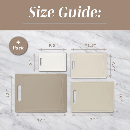 Non Slip Cutting Board Set (4 Cutting Boards / Brown)