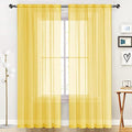 Sheer Voile Window Treatment Rod Pocket Curtain Panels for Kitchen Bedroom Living Room Drapes Sunlight Filtering Privacy Semi Home Decor Assorted Colors Sizes (Yellow / 52"W x 96"L (Pack of 2))
