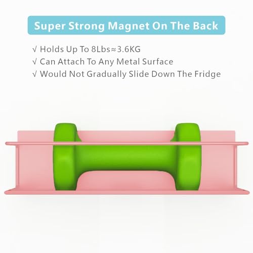 Magnetic Spice Rack For Refrigerator Magnetic Fridge Shelf For Kitchen Spice Organizer Magnetic Shelf For Fridge Space Saving Pink 4 Pack With Magnetic Paper Towel Holder (4 Pack / Pink)
