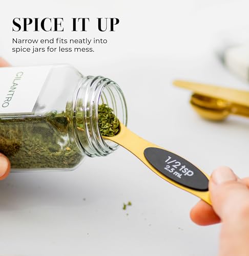 Magnetic Measuring Spoons Set (Classic / Black & Brass Gold)