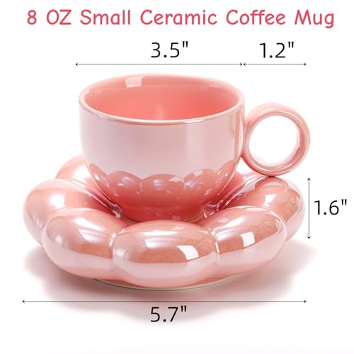 2 Pack Ceramic Coffee Mug with Saucer Set