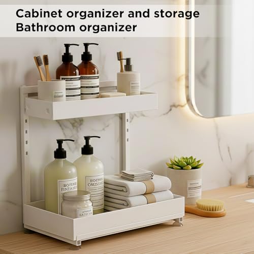 Under Sink Organizer Bathroom Kitchen (cream white)