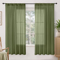 Olive Green Linen Curtains 63 Inches Long for Living Room (Olive Green / 52"W x 63"L (Pack of 2))