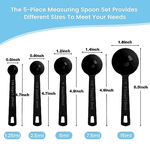 Stainless Steel Measuring Spoons Set of 5 (Black)