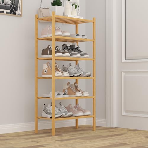 6 Tier Bamboo Small Shoe Rack (Natural / 6-Tier(Small))