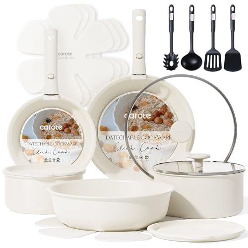 19pcs Pots and Pans Set Non Stick (Light White / 49 Piece)