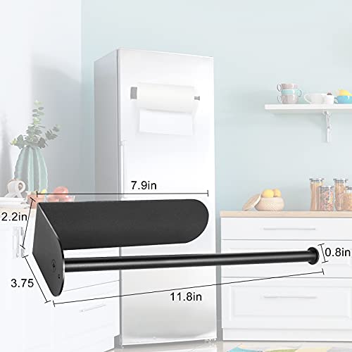 Kitchen Magnetic Stainless Steel Paper Towel Holder for Refrigerator (Black / 12 inches)