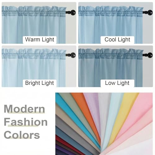 Sheer Curtains 63 Inch Length 2 Panels Set for Living Room Bedroom (Sky Blue / 42"W x 63"L (Pack of 2))