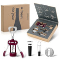 Corkscrew Wine Bottle Opener Accessories Gift Set (Wine Red)