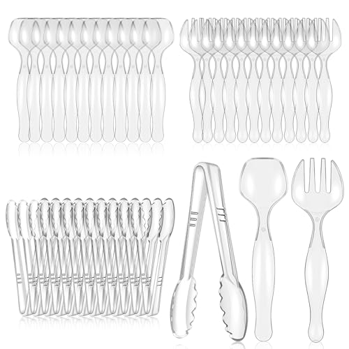48Pcs Plastic Serving Utensils Set (Clear Style 2 / 48 Pcs)